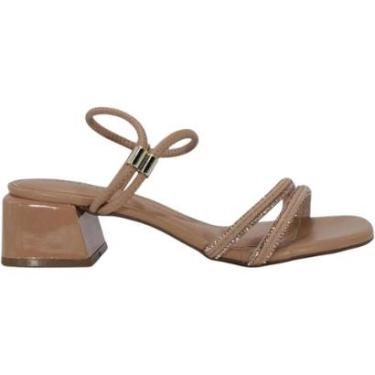 Imagem de Sandália Beira Rio Tira Elastico Strass Salto Bloco Feminino-Feminino