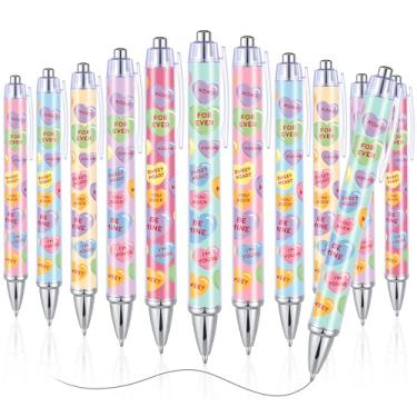 Imagem de Yeaqee 48 canetas esferográficas para o dia dos namorados para conversação a granel, corações retráteis, lembrancinhas de festa, 1,0 mm, tinta preta para festas, presentes de escritório, material de