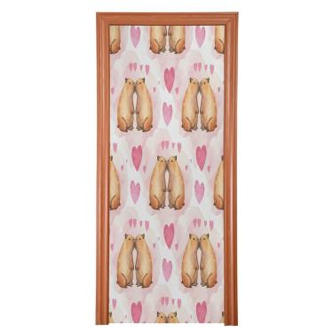 Imagem de ATTX Capa para porta da frente capivaras aquarela Dia dos Namorados - Tecido elástico lavável decoração de férias para festas, casa, decoração de porta da frente, 91 x 98 polegadas (675)