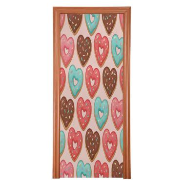 Imagem de ATTX Heart Donut Capa para porta da frente do dia dos namorados - Tecido elástico lavável decoração de férias para festas, casa, decoração de porta da frente, 36 x 98 polegadas (798)