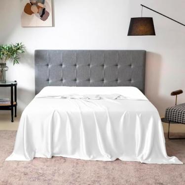 Imagem de LM Detona, Lençol Superior Avulso Casal Padrão Cetim Seda Branco
