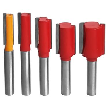 Imagem de Kit 5 Fresas Retas Paralela 6 A 16Mm Haste 6Mm Madeira Tupia