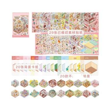 Imagem de Livro De Adesivos De Cena Miniatura De Animais Em 3D Kawaii 20 Em 1, B