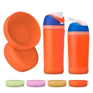 Imagem de 2 peças de bota de garrafa de silicone para garrafas de água Owala Kids, compatível com Owala FreeSip 473 ml, 340 g, copo infantil de 425 g, flip 397 g de grau alimentício antiderrapante, resistente a