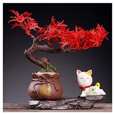 Imagem de SLGGPJBU Plantas artificiais árvore falsa acolhedora pinheiro bonsai simulação planta ornamentos artificiais plantas verdes ornamentos zen italiano sala de estar interior desktop plantas em vaso
