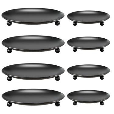Imagem de 8 peças de castiçais para velas de pilar, bandeja de suporte de vela de ferro preto para decoração de mesa, disponível para casamentos, feriados, festas de aniversário