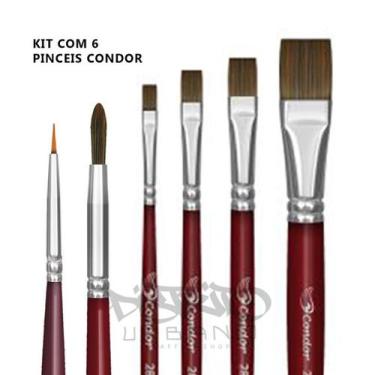 Imagem de Pincéis Condor Artístico Profissional kit com 6 unid. para Pintura, Ac