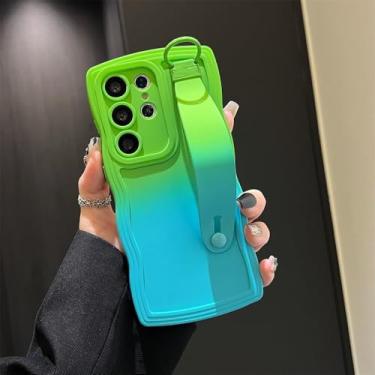 Imagem de Suporte de pulso flexível com design ondulado para Samsung S25 S24 Ultra S23 FE S22 Plus S21 A56 A55 A54 A53 A52 A51 A50 A05S, Verde Azul Celeste, para Samsung A50