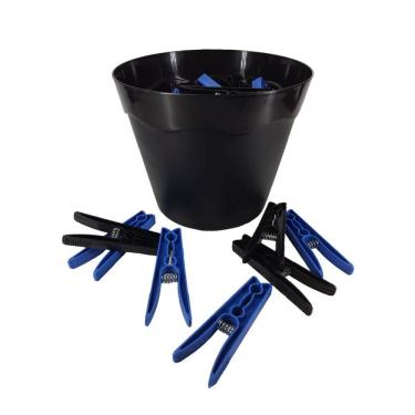 Imagem de Cesto Preto Pregadores De Roupas Plástico Preto Com Azul