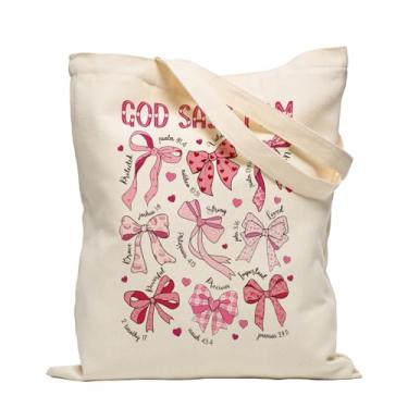 Imagem de AUOIAJAS Sacola de lona, sacolas de compras reutilizáveis, alças largas nos ombros, trabalho, praia e compras, presentes para amantes de livros, Laço, 14*15inches