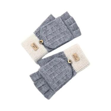 Imagem de Luvas Femininas De Inverno Quentes Sem Dedos Estilo Coreano Fofas Com 