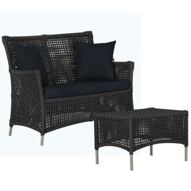 Imagem de 1 Sofá E Mesa Centro Igapó Alumínio Corda Náutica E12 Trama Preto