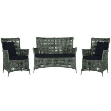 Imagem de Jogo Sofá E 2 Poltronas Igapó Alumínio Fendi E12 Trama Verde