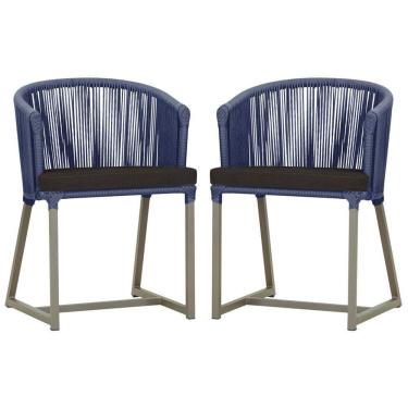 Imagem de 2 Cadeiras De Jantar Noronha Fendi Corda Náutica E9 Trama Azul