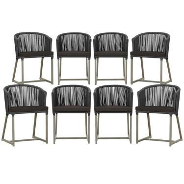 Imagem de 8 Cadeiras De Jantar área Noronha Fendi E9 Trama Original Preto