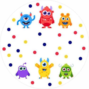Imagem de Painel de Lona Redondo Monstrinhos Felizes - Fabrika de Festa, 180x180
