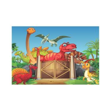 Imagem de Painel Em Tecido Sublimado Dinossauros Jurássicos - Fábrika de Festa, 