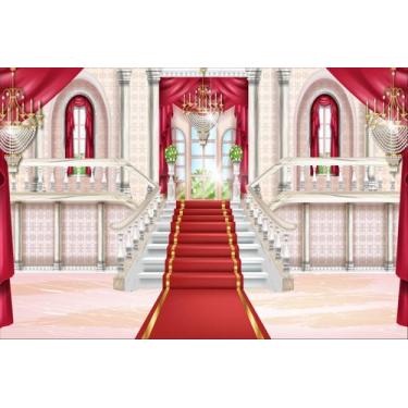 Imagem de Painel de Tecido Sublimado Palácio Escadaria Rose e Vermelho - Fabrika