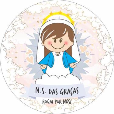 Imagem de Painel de Tecido Sublimado Redondo Santinhos Católicos Nossa Senhora d