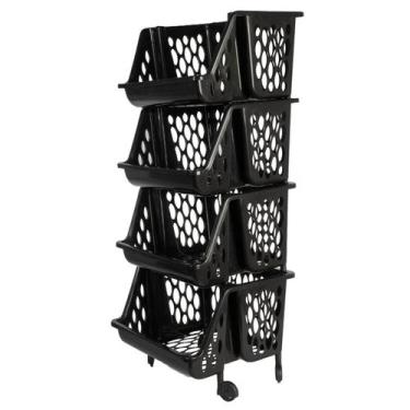 Imagem de Organizadora Quádruplo Empílhavel Preto Detalhes Vazado (Replica) - Gi