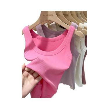 Imagem de Camiseta Sem Mangas Feminina De Gola Redonda Em Malha Lisa, Básica E E