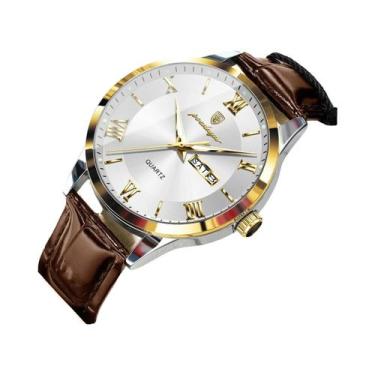 Imagem de Relógio De Quartzo Masculino À Prova d'Água Em Couro Com Data Luminosa