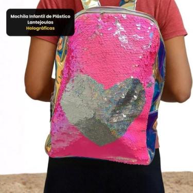 Imagem de Mochila Infantil De Plástico Lantejoulas Holográficas - First