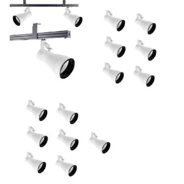 Imagem de Kit 13 Spot Trilho Perfilado Eletro calha Par20 Bulbo OL11