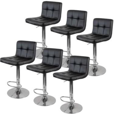 Imagem de Kit 6 Banquetas Gomos para Cozinha Cor preta