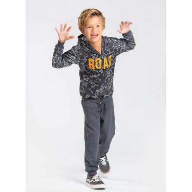 Imagem de Conjunto Inverno Menino Cinza Jaqueta Com Capuz e Calça em Moletom Roa