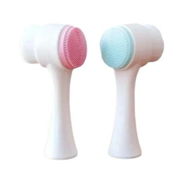 Imagem de Escova De Limpeza Facial 3D Dupla Face Com Pelos OFT E Gel De Silica P