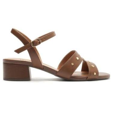 Imagem de Sandália Anacapri Salto Bloco Recortes Tira H Tachas C30489-Feminino