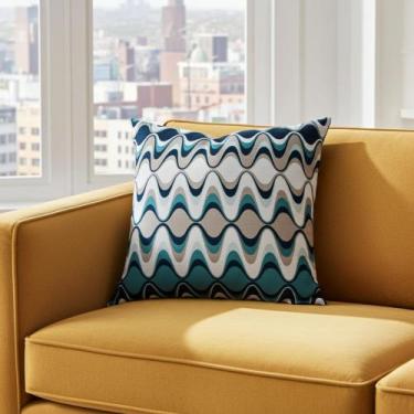 Imagem de Capa Almofada 60x60 Chevron Verde Zíper Invisível Poliéster Nallu Deco