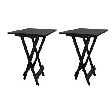 Imagem de Conjunto 2 Mesa Bistrô de Madeira Dobrável Quadrada Reforçada para Varanda e Comércio Altas - Preto