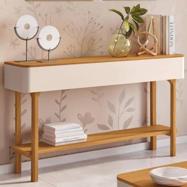 Imagem de Aparador Sala de Estar 136cm com Prateleira Fiero Off/Cinamomo - Hb Móveis