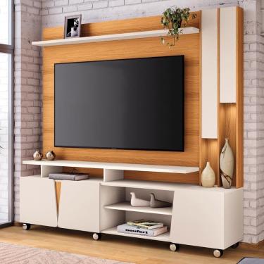 Imagem de Estante Painel Tv 70 Pol 200cm com Led Virtus Cinamomo/Off - Hb Móveis