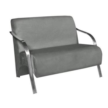 Imagem de Poltrona Namoradeira Vênus Suede Braço Aluminio Cinza - D SALLA
