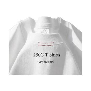 Imagem de Camiseta Masculina De Algodão Pesado 250GSM, Gola Redonda, Manga Curta