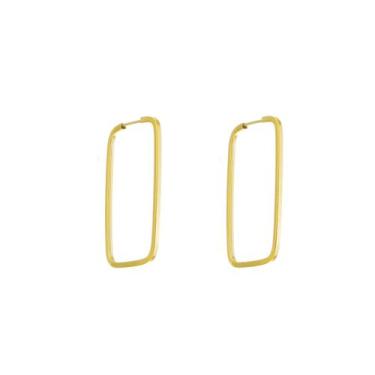 Imagem de Brinco Retangular 25 Mm Em Ouro 18k 750 - Jetta