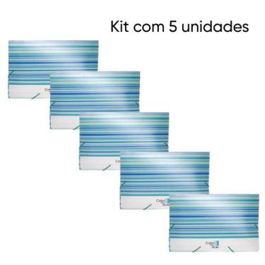 Imagem de Kit de 5 Pastas Elástico Aba OP A4 CYL - Azul - Yes