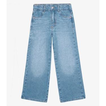 Imagem de Calça Infantil Feminina Wide Leg Jeans Trick Nick Azul, 4, Azul