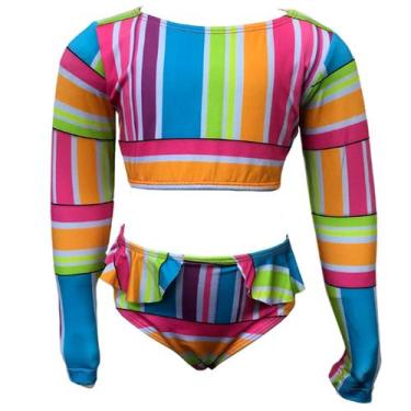 Imagem de Biquíni Infantil Cropped Com Proteção Uv50 Moda PraiaPiscina - Love4Ho