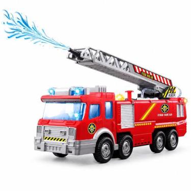 Imagem de Caminhão Eletrônico de Bombeiros Esguicha Agua com Som e Luz - Toy-Kin