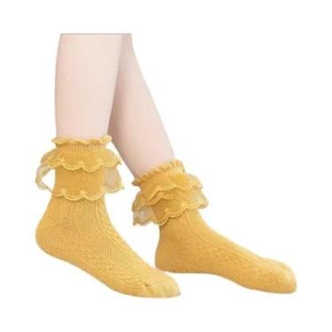 Imagem de Meias De Princesa De Algodão Com Renda Para Meninas, Moda De Outono, C