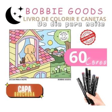 Imagem de Kit Bobbie Goods Livro Colorir Original + 60 Cores Canetinhas Touch Ma