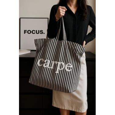 Imagem de Bolsa Listrada Carpe Estilo Moderno em Algodão Reciclado Ecológica - G