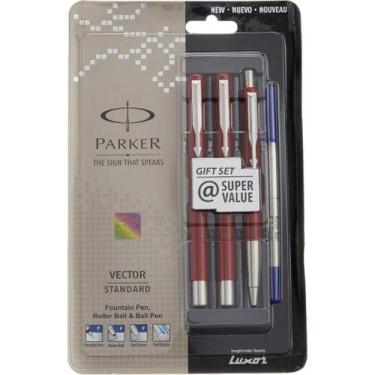 Imagem de Kit 3 Unidades Caneta Parker Vector Roller Ball + Ball Pen + Tinteiro 