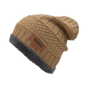 Imagem de Gorro De Inverno Tricotado Para Homens E Mulheres, Capuz Quente E Gros
