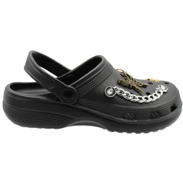 Imagem de Clog Feminino Largo Yvate Bottons Enfeites Removíveis Confortável