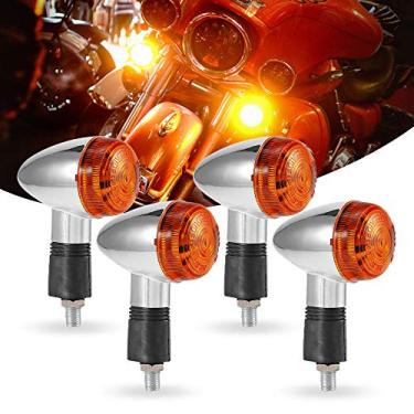 Imagem de Placas de seta de motocicleta 4 peças de luzes traseiras dianteiras cromadas para Honda Harley Kawasaki Suzuki Yamaha Motocicleta Street Standard Custom Bike Cruiser Bobber Chopper (4 peças)